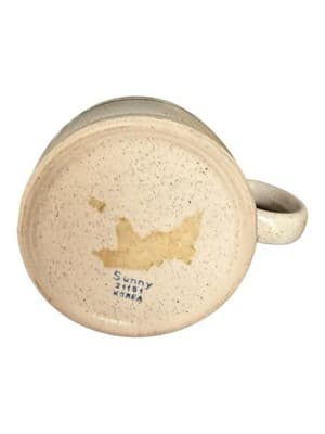 Vintage Sunny Korea Stoneware Mug - Orange & Black Striped Speckled Pottery - Thumbnail 3