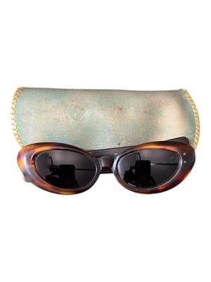 Vintage 60s French Tortoiseshell Oval Sunglasses Paris Mod Retro - Thumbnail 3