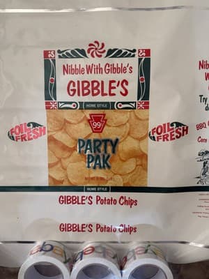 1970s Gibble’s Potato Chips Party Pak 16 oz Foil Fresh Bag - Rare Collectible - Thumbnail 2