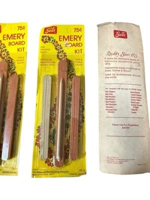 Vintage Bates Emery Board Nail Kit NOS 1974 Sealed Lot of 3 - Thumbnail 2