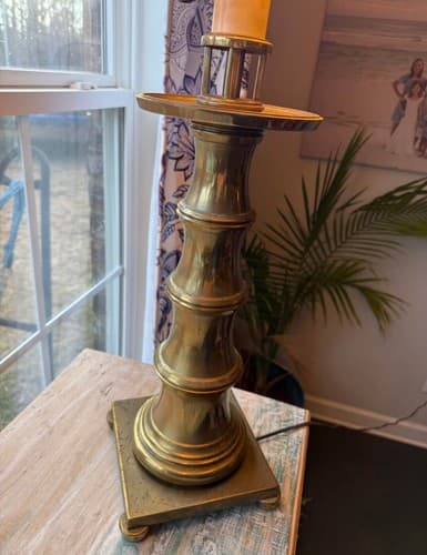 1940s Stiffel Bamboo Brass Table Lamp - Works - Thumbnail 8