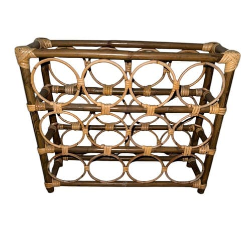 Vintage Wicker Wine Rack 12 Bottle 20in x 17in - Thumbnail 3