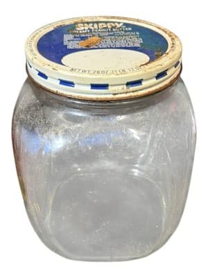 Vintage Skippy & Jif Peanut Butter Glass Jars w Lids 28oz Lot 2 - Thumbnail 3