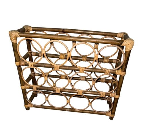 Vintage Wicker Wine Rack 12 Bottle 20in x 17in - Thumbnail 2