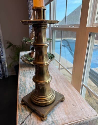 1940s Stiffel Bamboo Brass Table Lamp - Works - Thumbnail 6