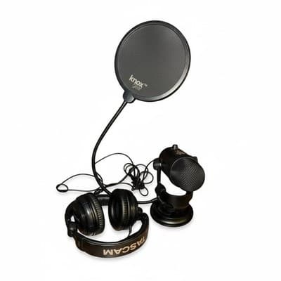 Blue Yeti USB Microphone + Tascam TH-03 Headphones & Knox Pop Filter Bundle - Image 1