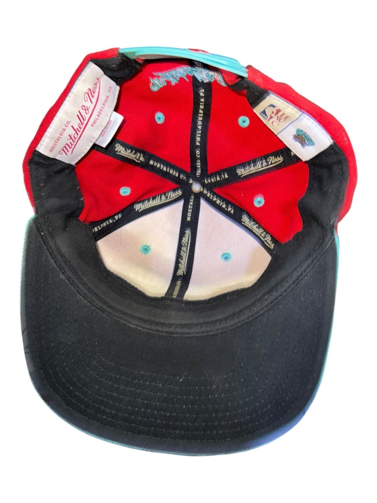 Mitchell & Ness Vancouver Grizzlies Men's Red Blue NBA Snapback Hat Throwback - Thumbnail 5