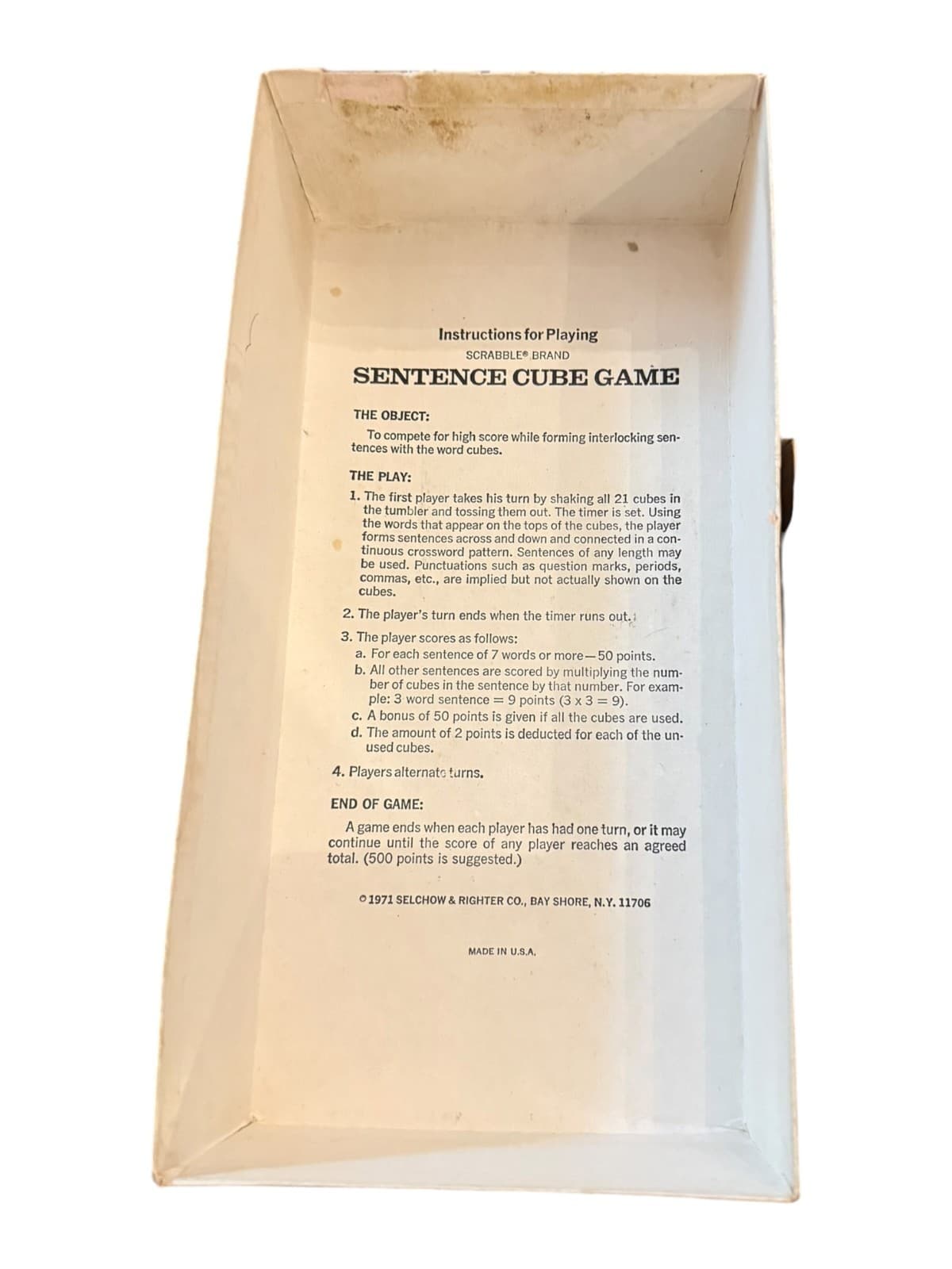 Vintage 1971 Scrabble Sentence Cube Game Selchow & Righter w/ Bonus Boggle Set - Thumbnail 6