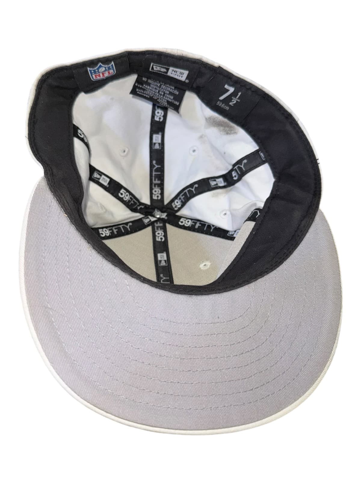 Vintage New Era Houston Oilers NFL Fitted 7.5 Football Cap White 100% Cotton - Thumbnail 6