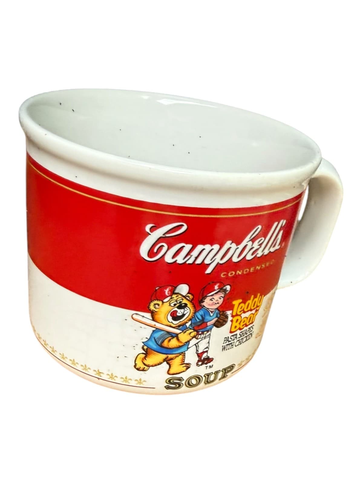 Vintage 1989 Campbell's Soup Teddy Bear Pasta Shapes Baseball Ceramic Mug Cup - Thumbnail 3