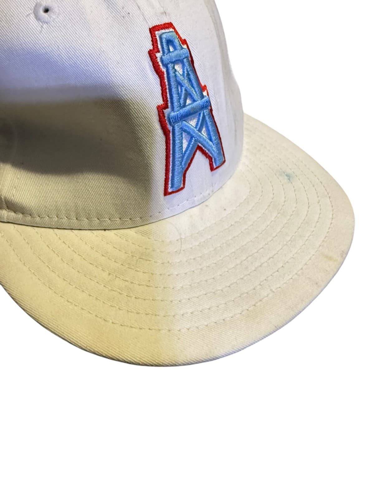 Vintage New Era Houston Oilers NFL Fitted 7.5 Football Cap White 100% Cotton - Thumbnail 10