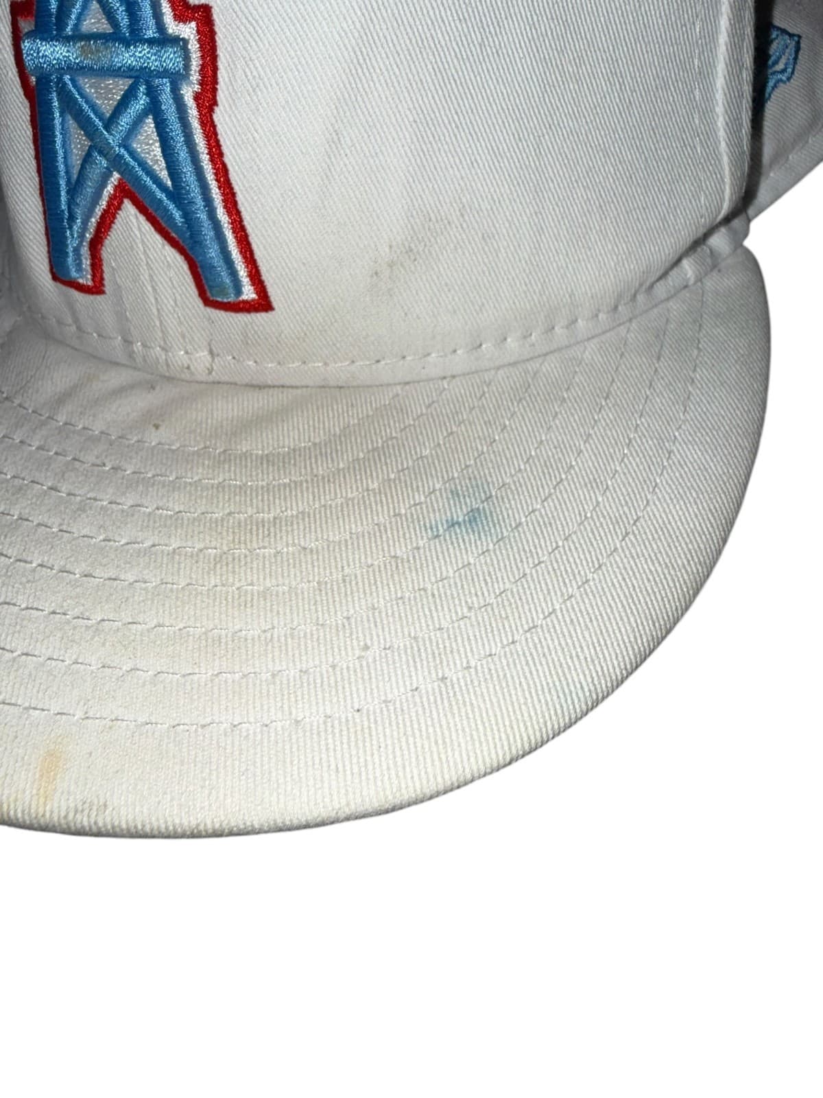 Vintage New Era Houston Oilers NFL Fitted 7.5 Football Cap White 100% Cotton - Thumbnail 8
