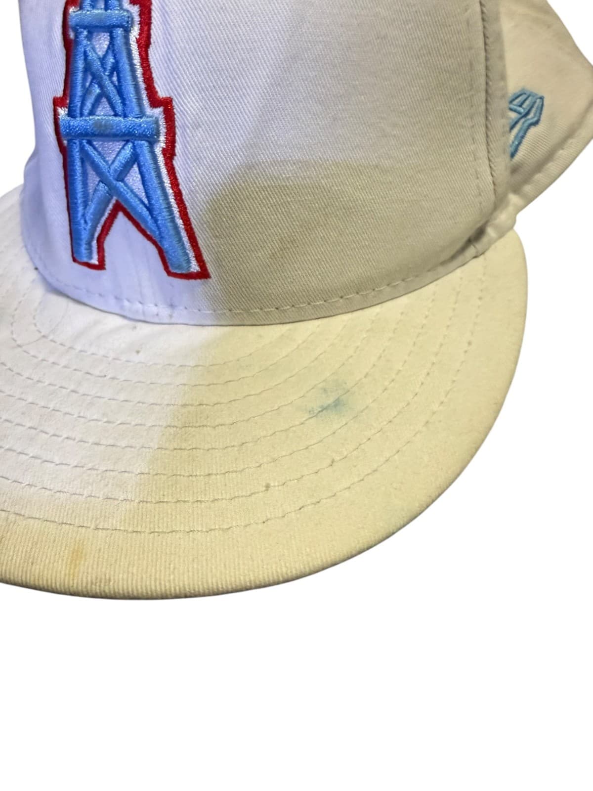 Vintage New Era Houston Oilers NFL Fitted 7.5 Football Cap White 100% Cotton - Thumbnail 9