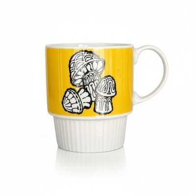 Vintage Nevco Japan Yellow Ceramic Mushroom Mug - MCM - Thumbnail 2