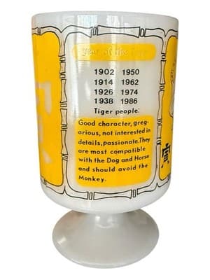 Vintage 1970s-80s Year of the Tiger Zodiac Mug Bamboo Frame Pedestal Base - Thumbnail 5