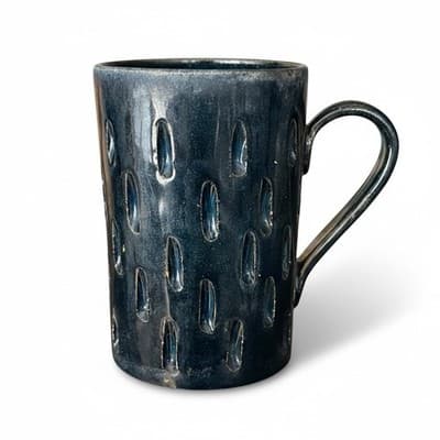Bitossi Vintage Rare 1960s MCM Navy Blue Turret style Stoneware Mug - Image 1