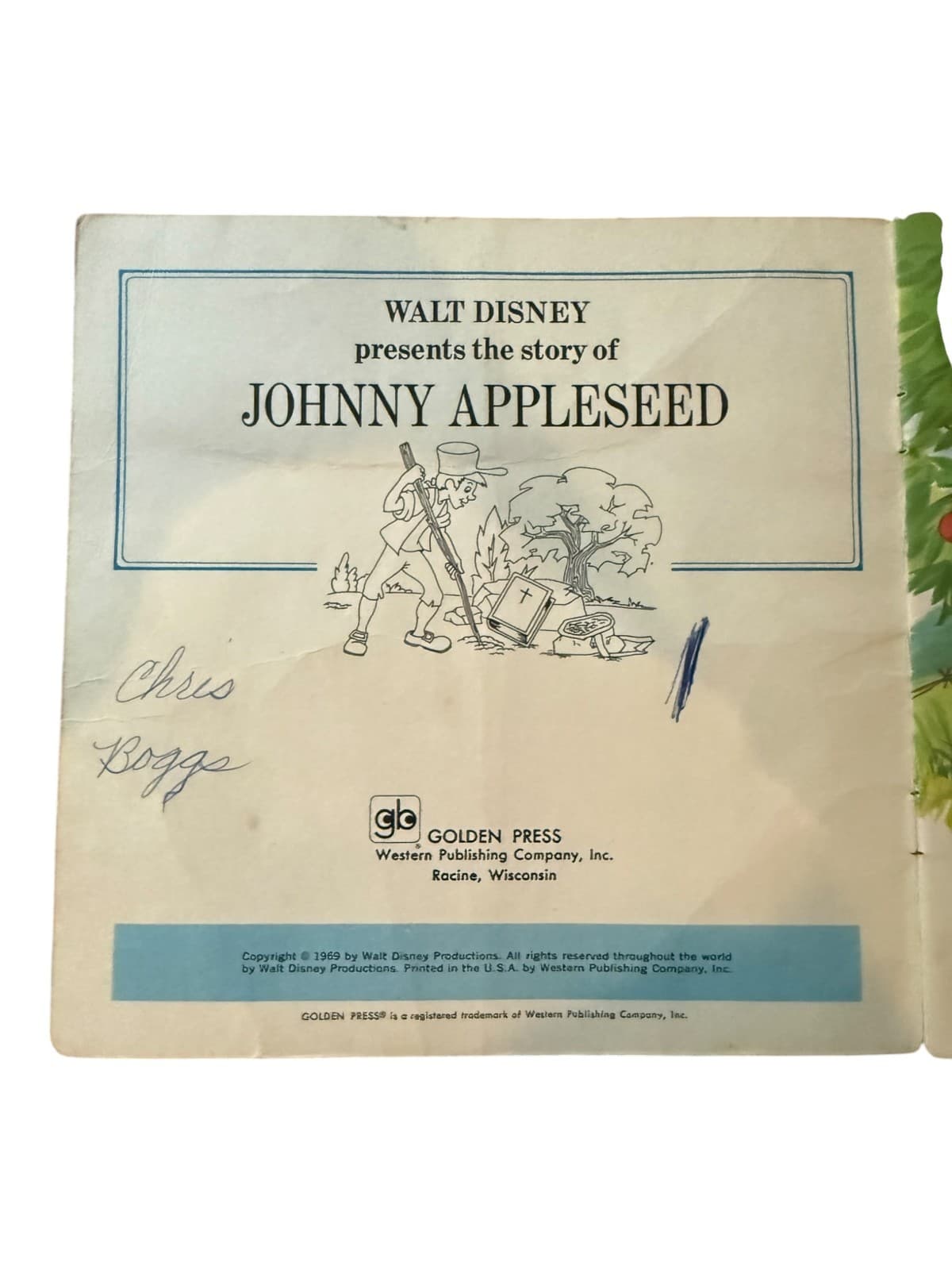 Vintage 1969 Walt Disney JOHNNY APPLESEED Golden Press Softcover Story Book - Thumbnail 3