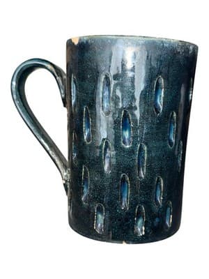Bitossi Vintage Rare 1960s MCM Navy Blue Turret style Stoneware Mug - Thumbnail 5