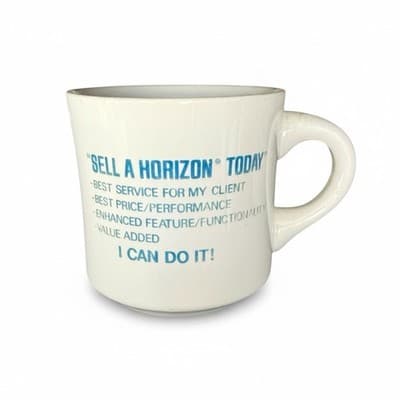 Vintage Horizon Bell Sales Motivational Mug “Sell a Horizon Today” Promo Ceramic - Thumbnail 2