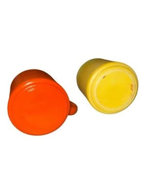 Vintage Hazel Atlas Orange Peel ORANGE YELLOW Painted Milk Glass Cups Mugs Pair - Thumbnail 8