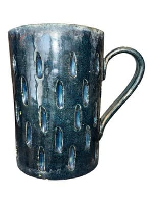 Bitossi Vintage Rare 1960s MCM Navy Blue Turret style Stoneware Mug - Thumbnail 6