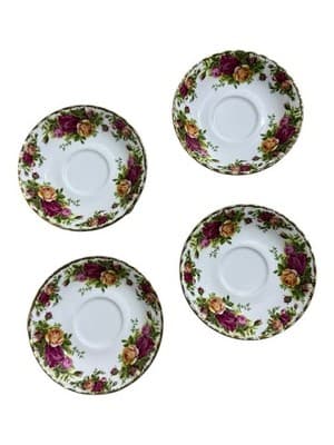Vintage ROYAL ALBERT Old Country Roses 2 Tier Serving + Bread & Butter Plates - Thumbnail 5