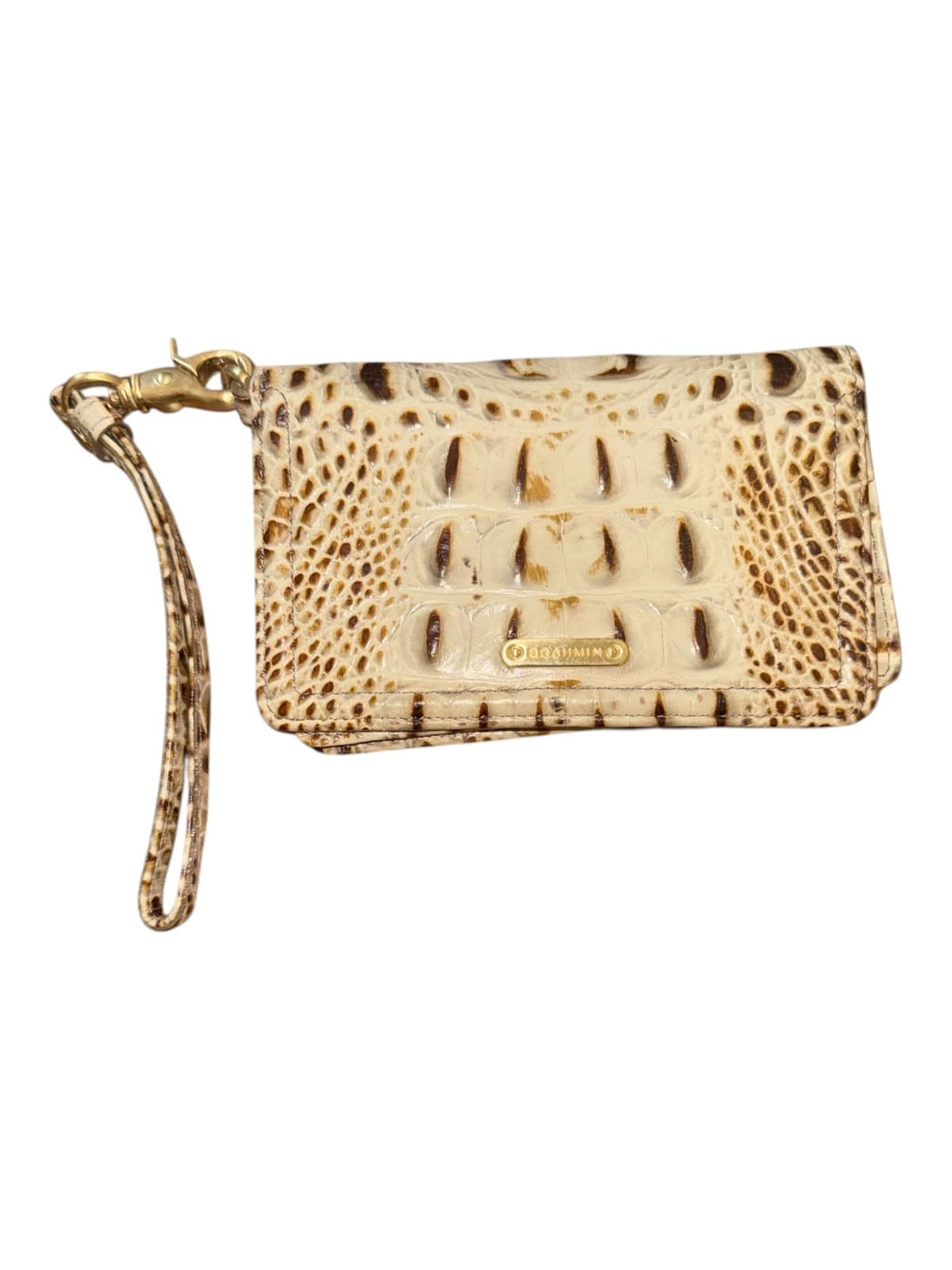 Brahmin Wristlet Wallet Clutch Bag Vanilla Cream Crocodile Embossed Leather - Thumbnail 2