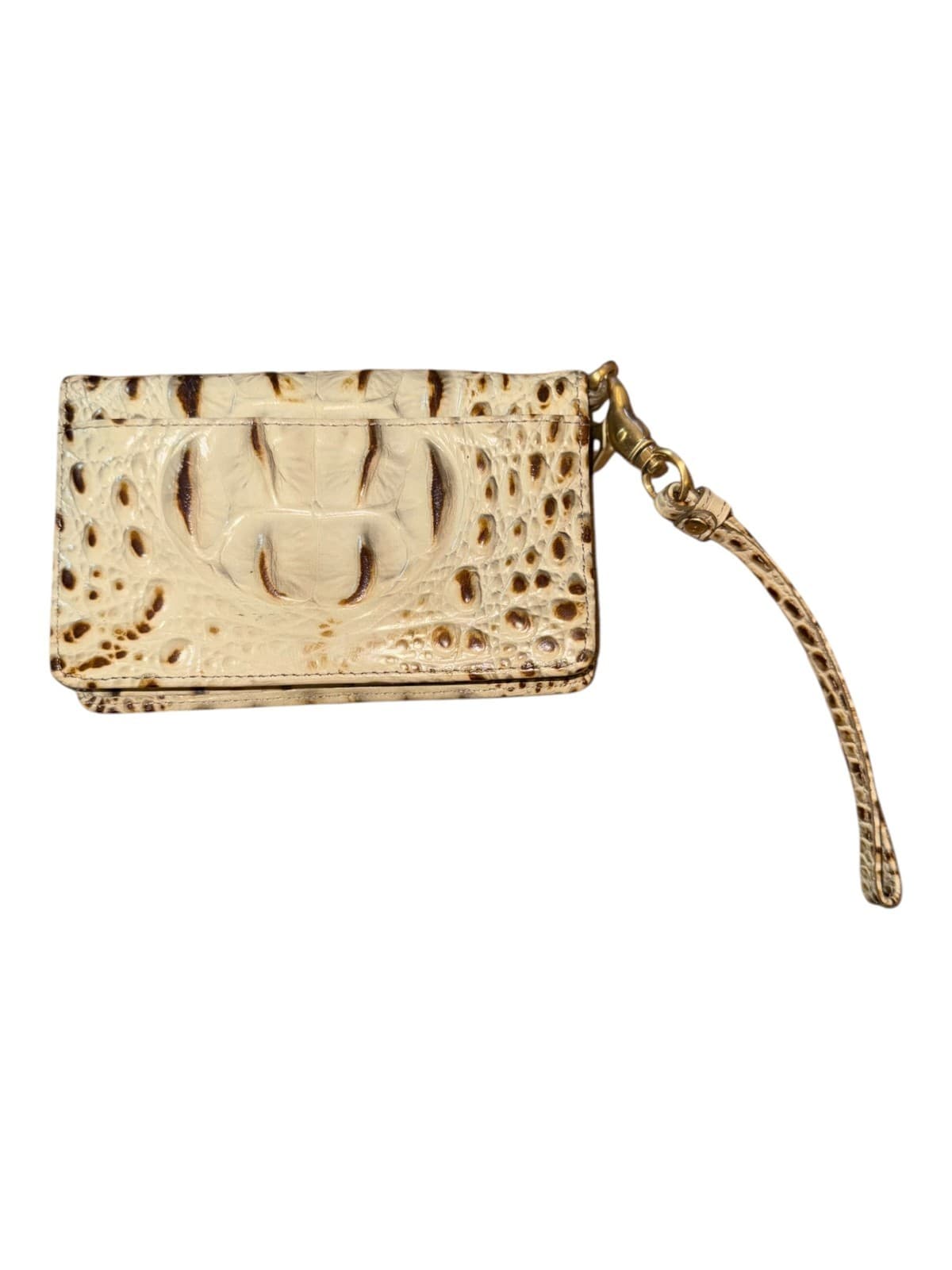 Brahmin Wristlet Wallet Clutch Bag Vanilla Cream Crocodile Embossed Leather - Thumbnail 4