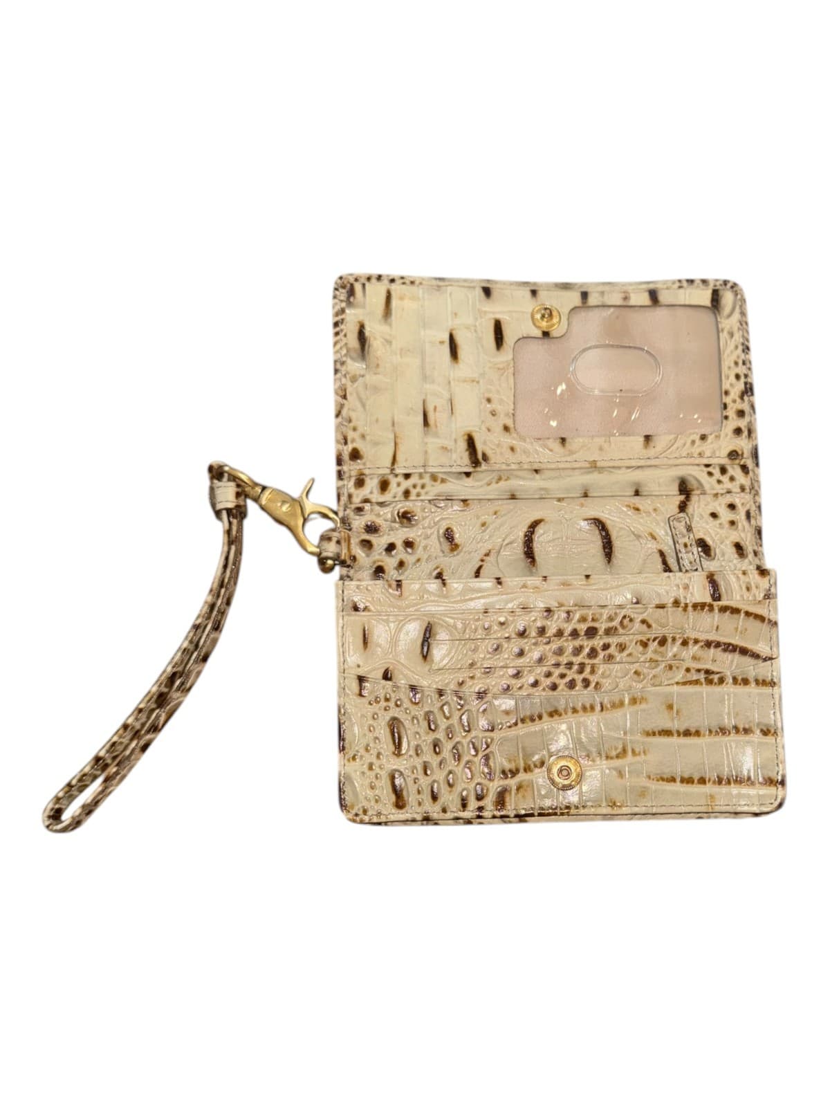 Brahmin Wristlet Wallet Clutch Bag Vanilla Cream Crocodile Embossed Leather - Thumbnail 3