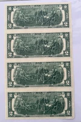 4 UNC 1976 $2 Star Notes San Francisco Matching Ending 5652 + BEP Insert - Thumbnail 2