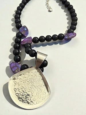 DTR Jay King Mine Finds 925 Silver Purple Spiny Oyster Onyx Pendant Necklace - Thumbnail 9