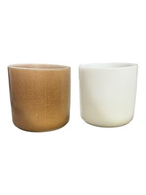 Vintage Federal Glass Milk Glass Coffee Mugs Pair White & Tan Diner Style - Thumbnail 6