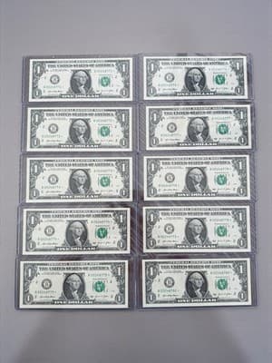 10 Consecutive 2021 $1 Star Notes B05248771 to B05248780 Fancy 777 Lucky 7’s - Image 1