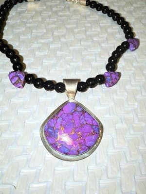DTR Jay King Mine Finds 925 Silver Purple Spiny Oyster Onyx Pendant Necklace - Thumbnail 2