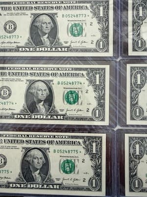 10 Consecutive 2021 $1 Star Notes B05248771 to B05248780 Fancy 777 Lucky 7’s - Thumbnail 5