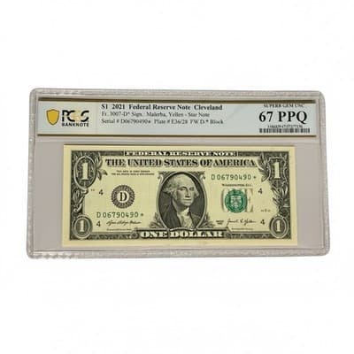Consecutive Pair 2021 $1 Cleveland Star Notes PCGS 67 PPQ Malerba/Yellen - Thumbnail 2