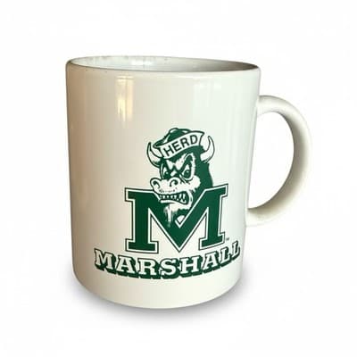 Vintage Marshall Thundering Herd Mug Old Marco Logo “HERD” Hat Bison Mascot - Image 1