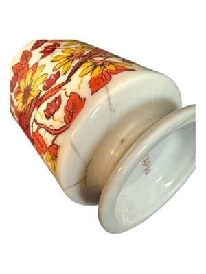 Vintage 1970s Japan Pedestal Mug Red Cardinals Autumn Floral Cream - Thumbnail 6