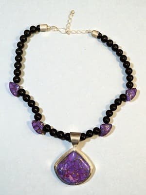 DTR Jay King Mine Finds 925 Silver Purple Spiny Oyster Onyx Pendant Necklace - Thumbnail 3
