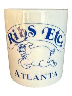 Vintage Ribs Etc Atlanta Ceramic Mug Cartoon Pig Restaurant Permanently Closed - Thumbnail 5