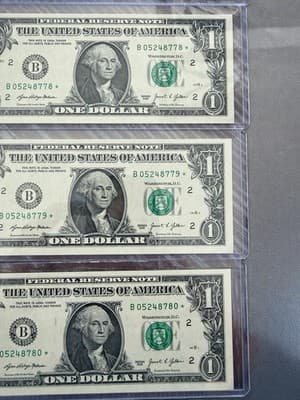 10 Consecutive 2021 $1 Star Notes B05248771 to B05248780 Fancy 777 Lucky 7’s - Thumbnail 7