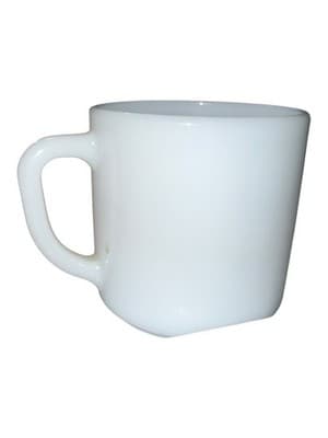 Vintage Federal Glass Milk Glass Coffee Mugs Pair White & Tan Diner Style - Thumbnail 7