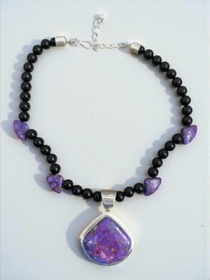 DTR Jay King Mine Finds 925 Silver Purple Spiny Oyster Onyx Pendant Necklace - Image 1
