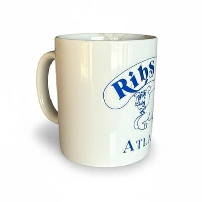 Vintage Ribs Etc Atlanta Ceramic Mug Cartoon Pig Restaurant Permanently Closed - Thumbnail 2