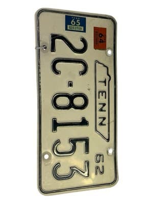 1962 Tennessee License Plate 2CC-8153 Collector Vintage Stamped 64 65 - Thumbnail 3