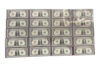 20 Consecutive 2021 $1 New York Star Notes UNC Yellen/Malerba Sequential - Image 1