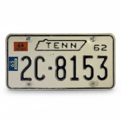 1962 Tennessee License Plate 2CC-8153 Collector Vintage Stamped 64 65 - Image 1