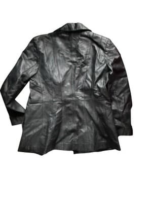Worthington Women’s Leather Blazer Jacket Black Red Lined Size Large Genuine - Thumbnail 3