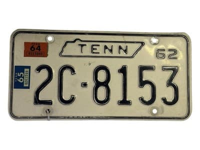 1962 Tennessee License Plate 2CC-8153 Collector Vintage Stamped 64 65 - Thumbnail 2