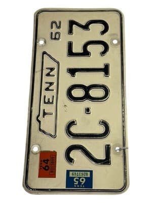 1962 Tennessee License Plate 2CC-8153 Collector Vintage Stamped 64 65 - Thumbnail 4